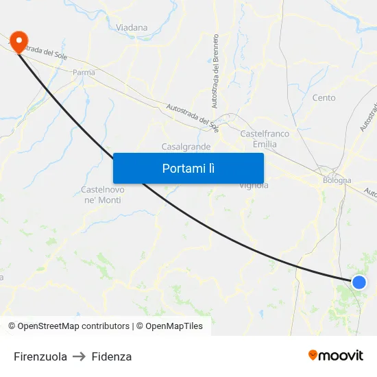 Firenzuola to Fidenza map