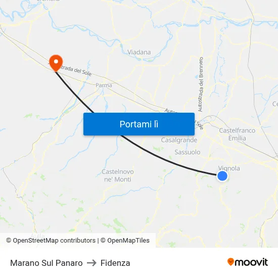 Marano Sul Panaro to Fidenza map