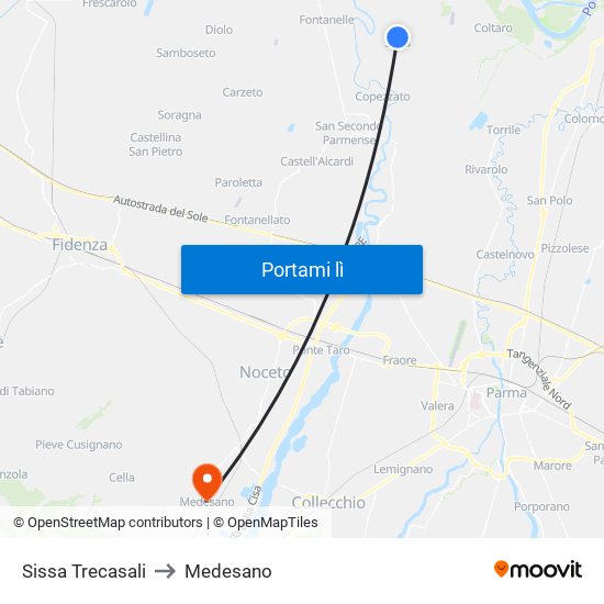 Sissa Trecasali to Medesano map