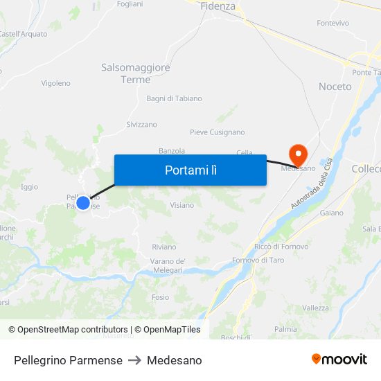 Pellegrino Parmense to Medesano map