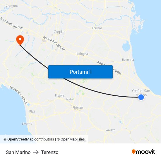 San Marino to Terenzo map