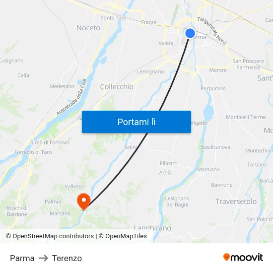 Parma to Terenzo map