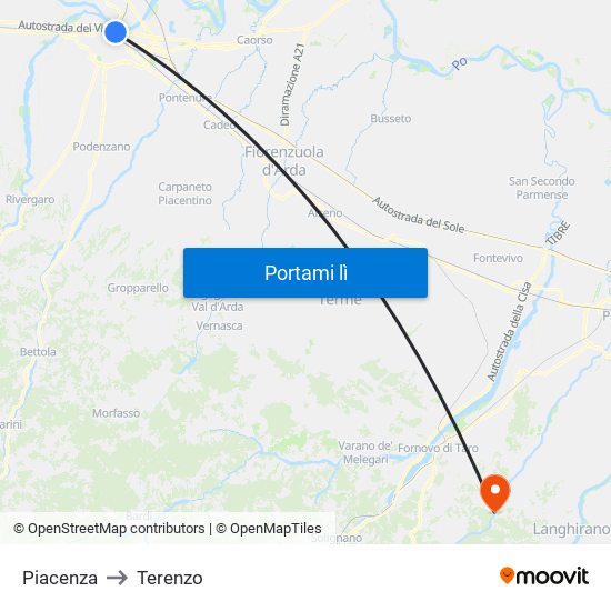 Piacenza to Terenzo map