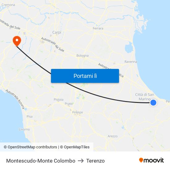 Montescudo-Monte Colombo to Terenzo map