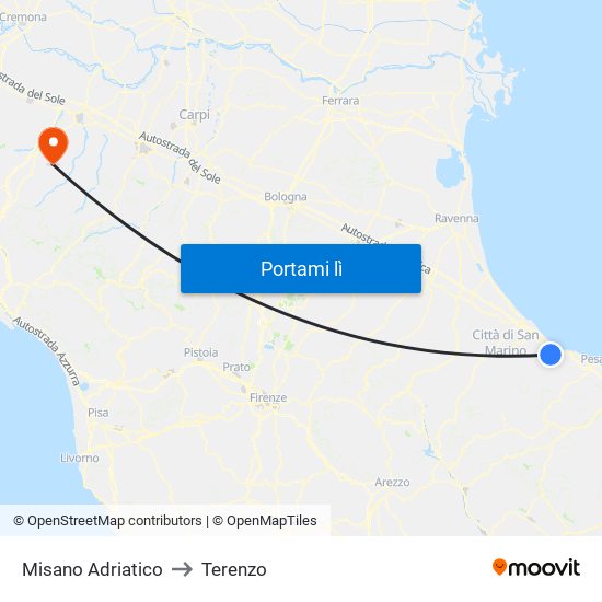 Misano Adriatico to Terenzo map