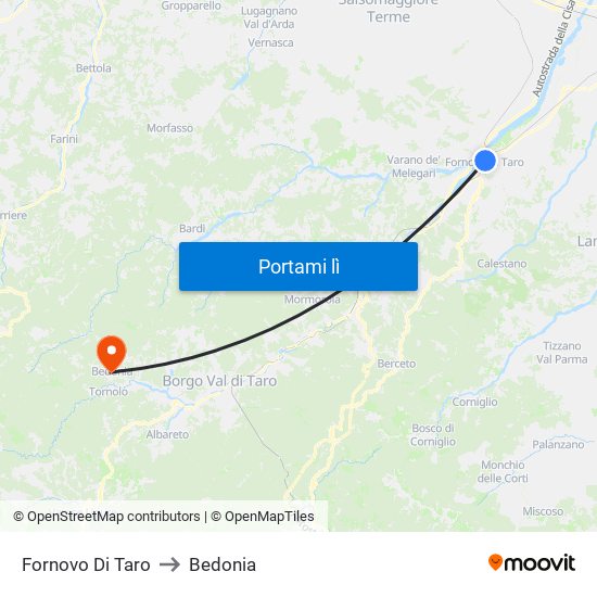 Fornovo Di Taro to Bedonia map