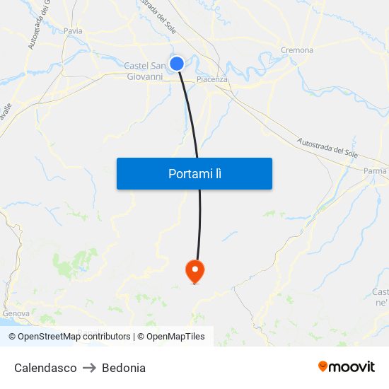 Calendasco to Bedonia map