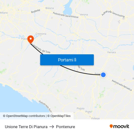 Unione Terre Di Pianura to Pontenure map