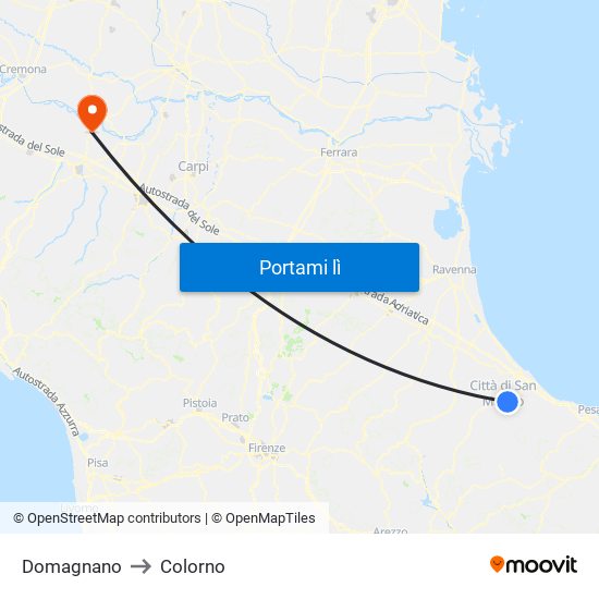 Domagnano to Colorno map