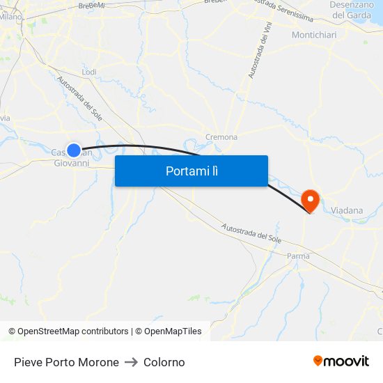 Pieve Porto Morone to Colorno map