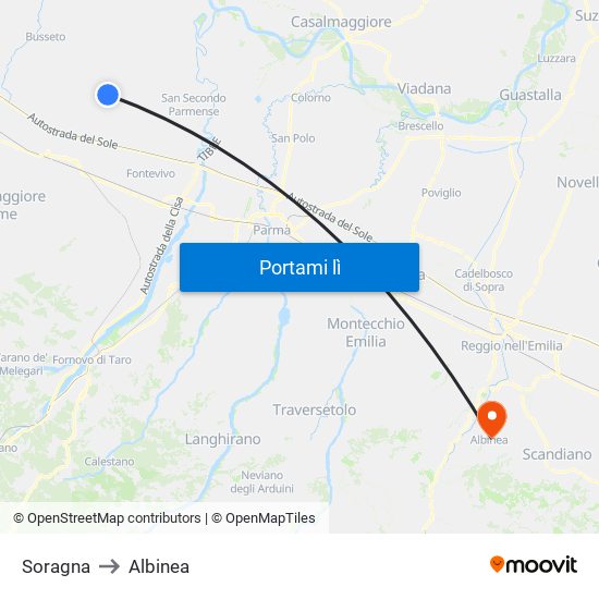 Soragna to Albinea map