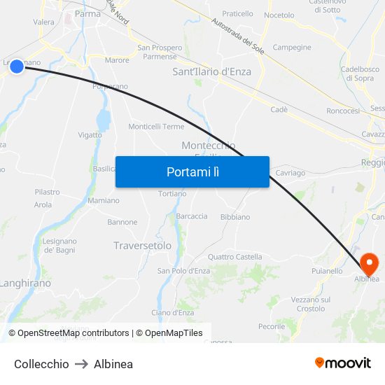 Collecchio to Albinea map