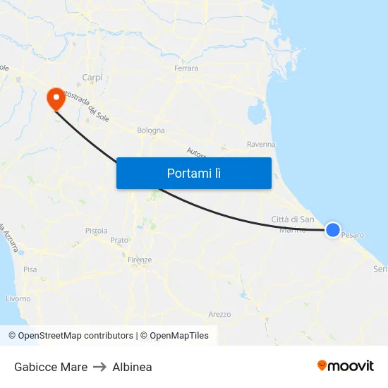 Gabicce Mare to Albinea map