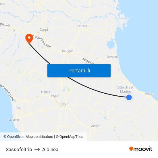 Sassofeltrio to Albinea map