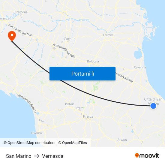 San Marino to Vernasca map