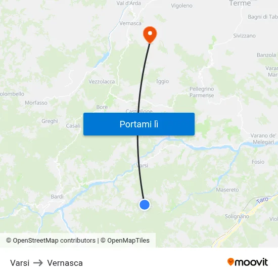 Varsi to Vernasca map