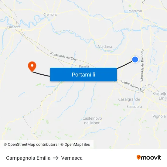 Campagnola Emilia to Vernasca map