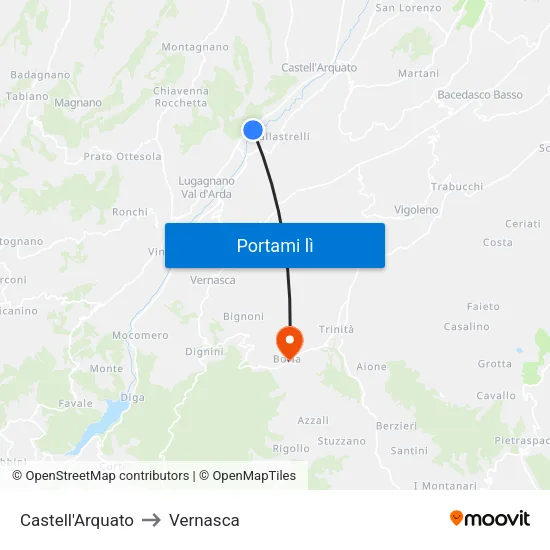 Castell'Arquato to Vernasca map
