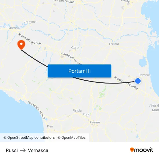 Russi to Vernasca map