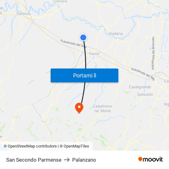 San Secondo Parmense to Palanzano map
