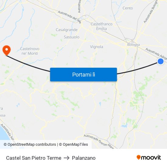 Castel San Pietro Terme to Palanzano map