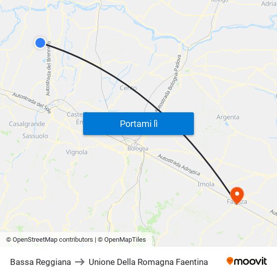 Bassa Reggiana to Unione Della Romagna Faentina map
