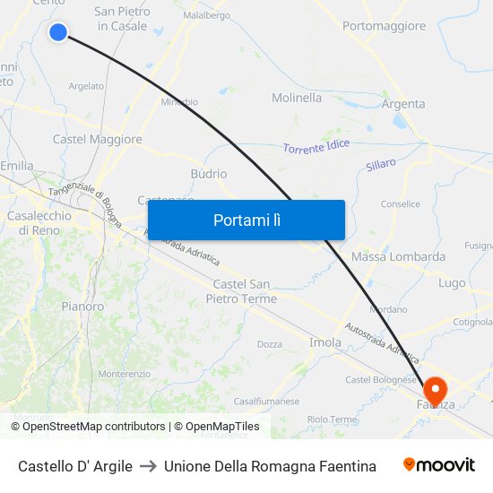 Castello D' Argile to Unione Della Romagna Faentina map