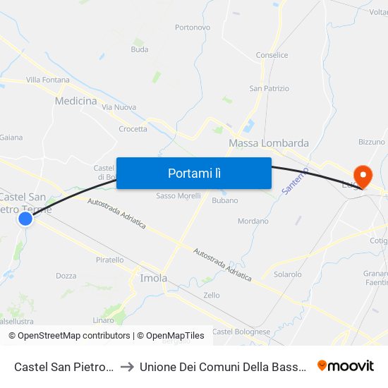 Castel San Pietro Terme to Unione Dei Comuni Della Bassa Romagna map