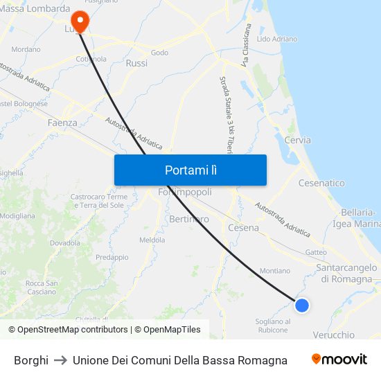 Borghi to Unione Dei Comuni Della Bassa Romagna map