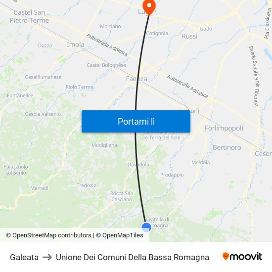 Galeata to Unione Dei Comuni Della Bassa Romagna map