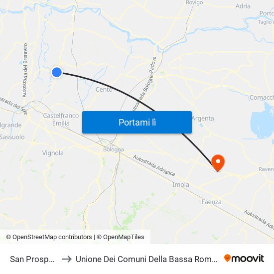 San Prospero to Unione Dei Comuni Della Bassa Romagna map