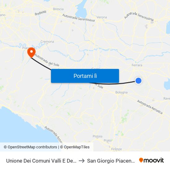 Unione Dei Comuni Valli E Delizie to San Giorgio Piacentino map