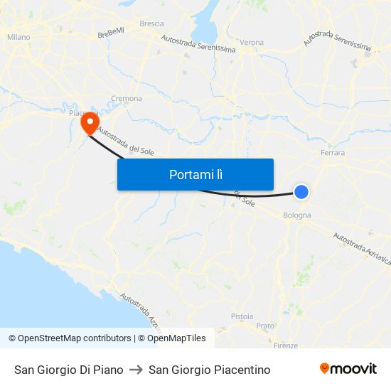 San Giorgio Di Piano to San Giorgio Piacentino map