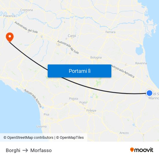 Borghi to Morfasso map