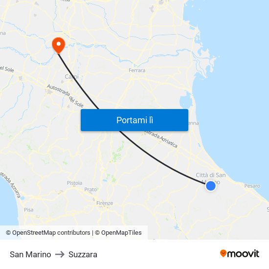 San Marino to Suzzara map