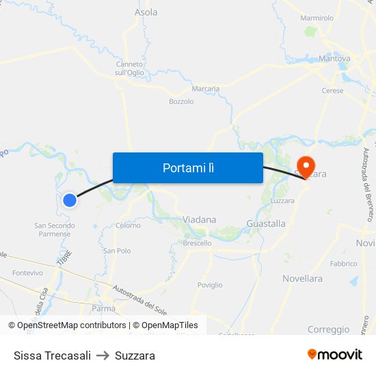 Sissa Trecasali to Suzzara map