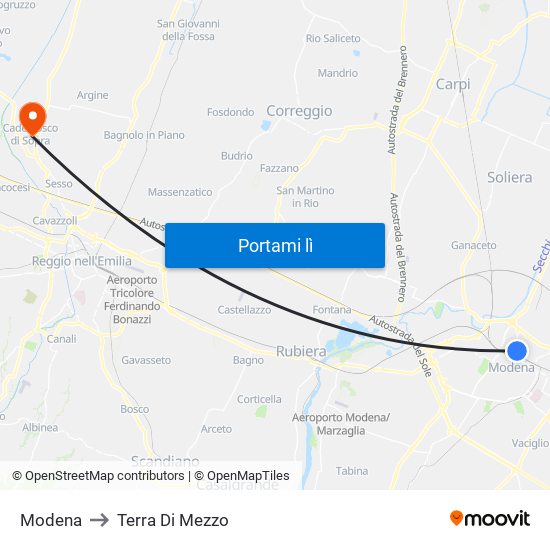 Modena to Terra Di Mezzo map