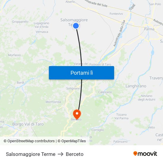 Salsomaggiore Terme to Berceto map
