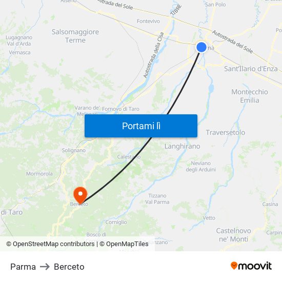 Parma to Berceto map