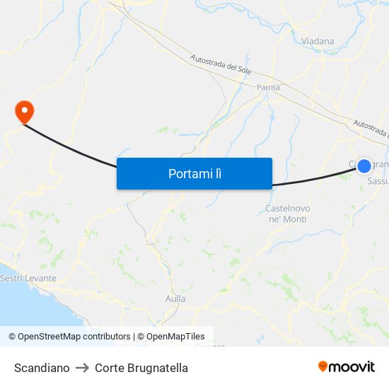 Scandiano to Corte Brugnatella map