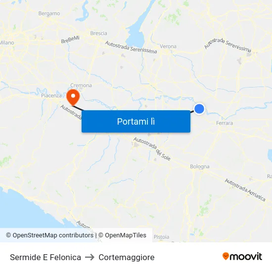 Sermide E Felonica to Cortemaggiore map