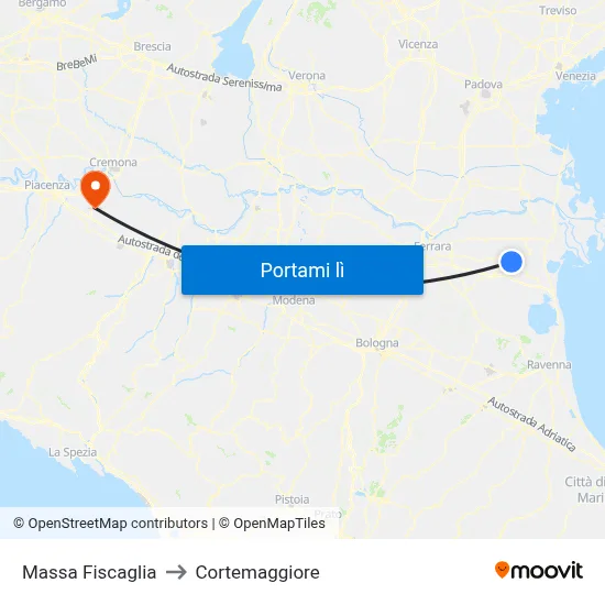 Massa Fiscaglia to Cortemaggiore map