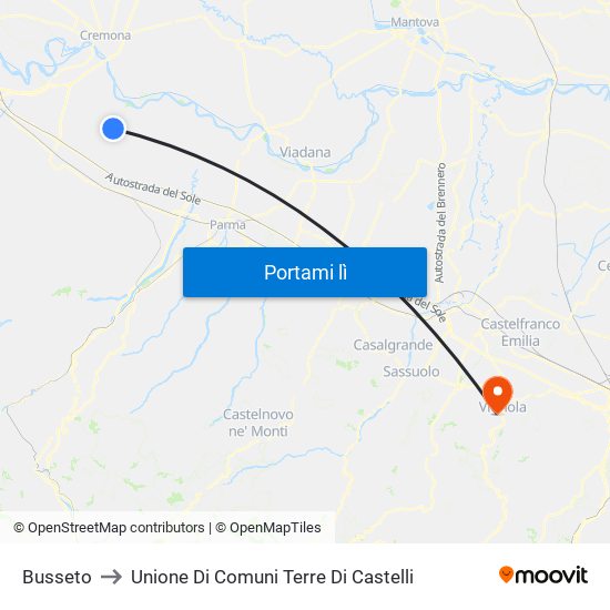 Busseto to Unione Di Comuni Terre Di Castelli map