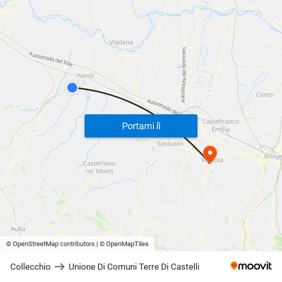 Collecchio to Unione Di Comuni Terre Di Castelli map