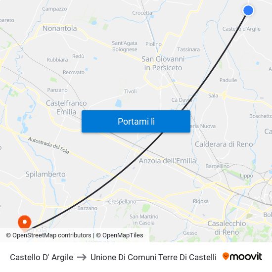 Castello D' Argile to Unione Di Comuni Terre Di Castelli map