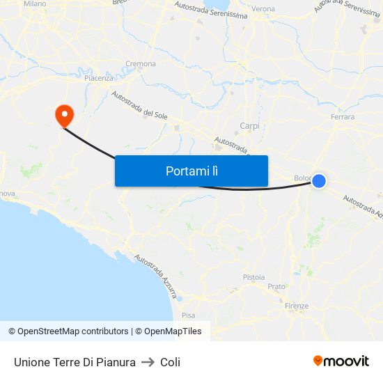 Unione Terre Di Pianura to Coli map