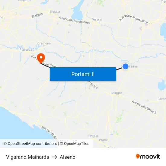 Vigarano Mainarda to Alseno map