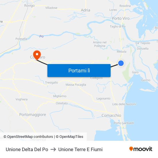 Unione Delta Del Po to Unione Terre E Fiumi map