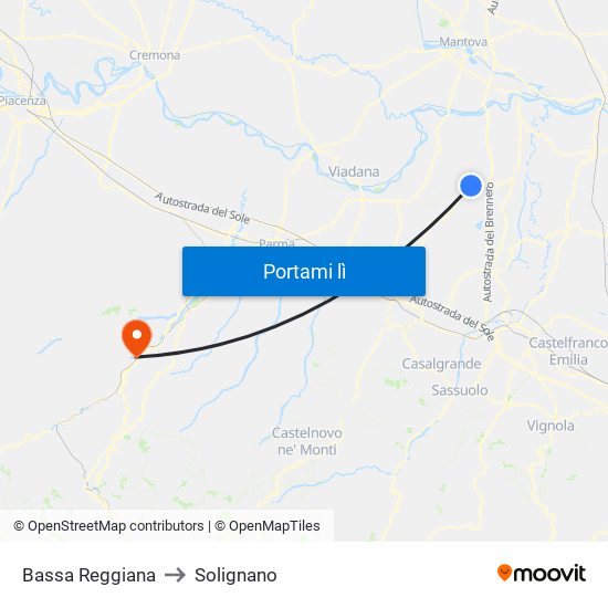 Bassa Reggiana to Solignano map
