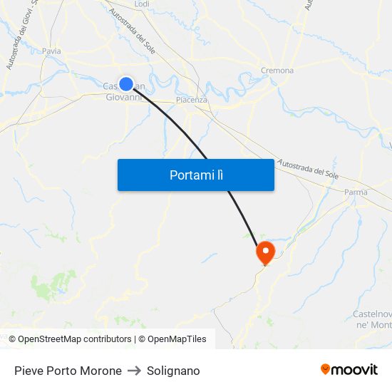 Pieve Porto Morone to Solignano map